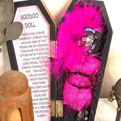 Lot 158 Voodoo Group Dolls Clay Fetish Charms Covered Box Gourd Souvenirs
