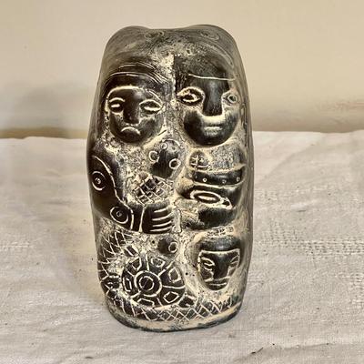 Lot 159 Carved Figure 2 Sides + Vintage Molcajete + Metal Fish