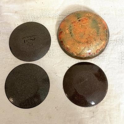 Lot 160 Modern Enamel on Copper 4  Dishes Bowls 5"