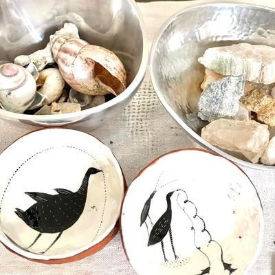 Lot 162 Rock Crystals & Shells Willow Tree Angel 2 Aluminum Nambia Bowls