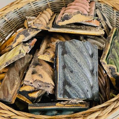 Lot 165 Salvaged Architectural Tiles Lions Fish Borders