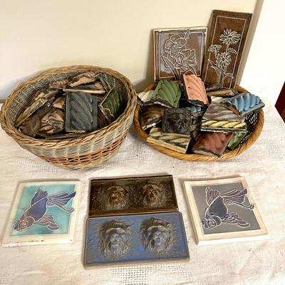 Lot 165 Salvaged Architectural Tiles Lions Fish Borders
