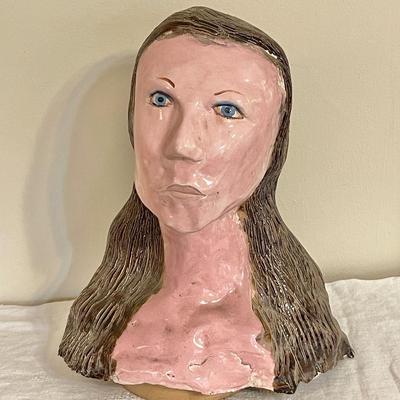 Lot 168 Original Artwork Bust of A Woman 14" "Woman With Long Hair"