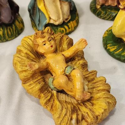 Vintage 15 piece Italian Nativity Set with Vintage Creche