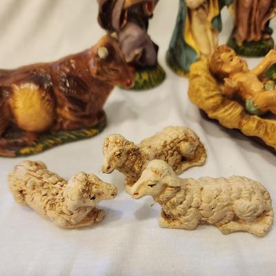 Vintage 15 piece Italian Nativity Set with Vintage Creche