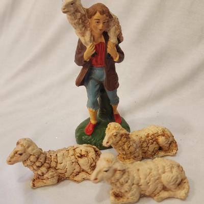 Vintage 15 piece Italian Nativity Set with Vintage Creche