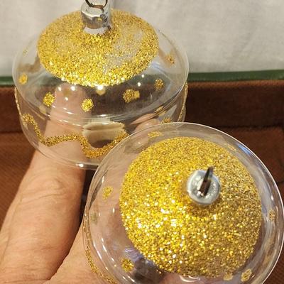 Lot of 7 Vintage Glass Christmas Ornaments - Some German. 1 Resl Lenz, Stained Glass