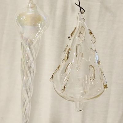 Lot of 7 Vintage Glass Christmas Ornaments - Some German. 1 Resl Lenz, Stained Glass