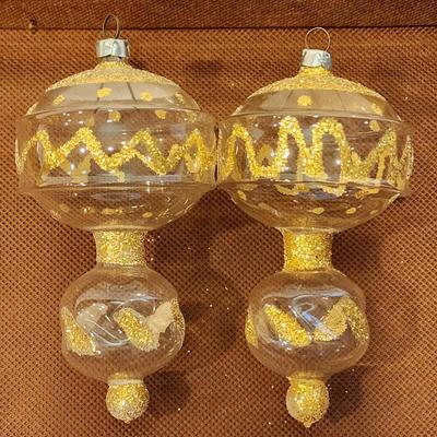 Lot of 7 Vintage Glass Christmas Ornaments - Some German. 1 Resl Lenz, Stained Glass