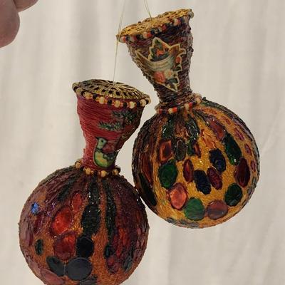 Lot of 7 Vintage Glass Christmas Ornaments - Some German. 1 Resl Lenz, Stained Glass