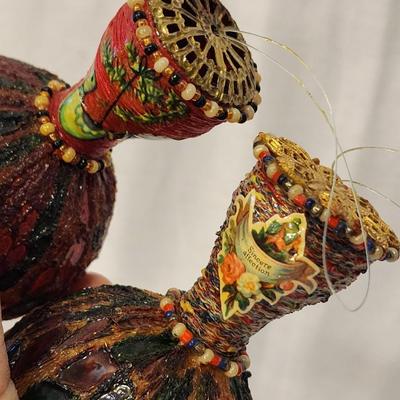 Lot of 7 Vintage Glass Christmas Ornaments - Some German. 1 Resl Lenz, Stained Glass