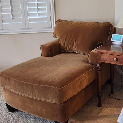 Velvet Chaise Lounge - Gold / Brown cotton velvet