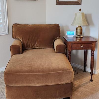 Velvet Chaise Lounge - Gold / Brown cotton velvet