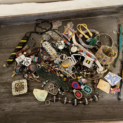 Lot 181 Group of Jewelry Tribal Ethnic Beaded Unfinished Projects