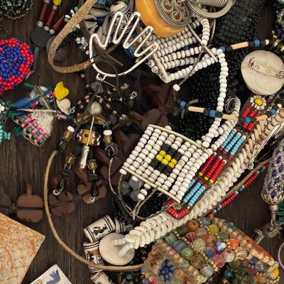 Lot 181 Group of Jewelry Tribal Ethnic Beaded Unfinished Projects