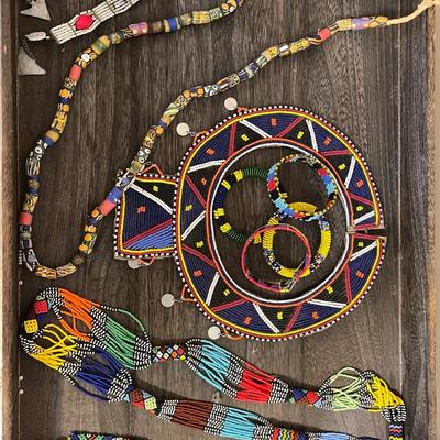 Lot 182 Group Beaded African Tribal Jewelry Bracelets Necklaces Collar 10pcs