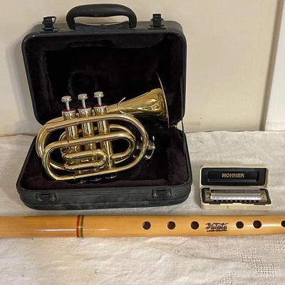 Lot 185 Music Group Hohner Harmonica Walata Recorder Brass Flugelhorn 3pcs