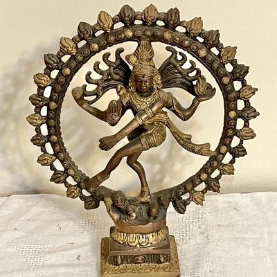 Lot 188 Brass Statue of Hindu Deity Shiva 4 Arms 11" tall