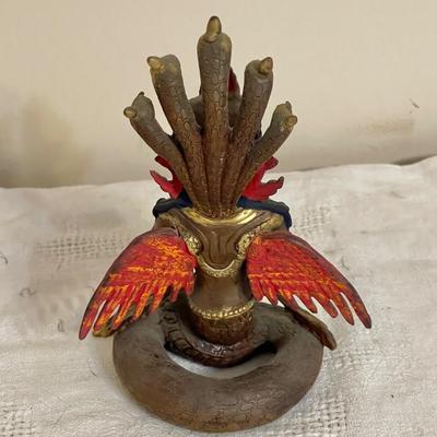 Lot 190 Hindu Snake Goddess Metal Statue 7" Cold Painted
