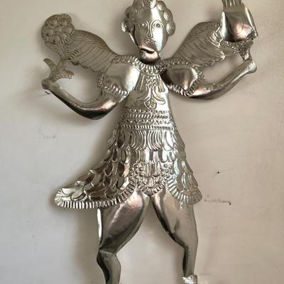 Lot 191 Large Hand Hammered Tin Angel Mexico 24"