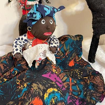 Lot 199 Ethnic Fabric Dolls Horse & Rider 12" tall.