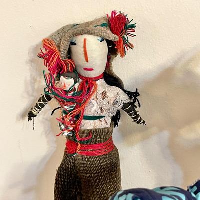Lot 199 Ethnic Fabric Dolls Horse & Rider 12" tall.