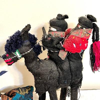 Lot 199 Ethnic Fabric Dolls Horse & Rider 12" tall.