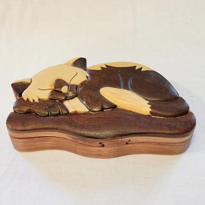 Sleeping Cat Puzzle Box - Trinket or Jewelry Box