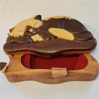 Sleeping Cat Puzzle Box - Trinket or Jewelry Box