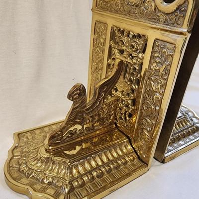 Ornate Solid Brass Gryphon Bookends