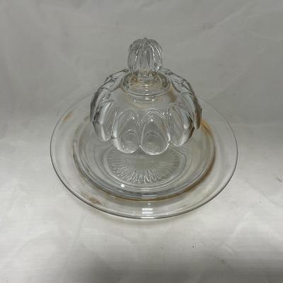 -12- Clear with Gold Accents | Covered Butter Dish