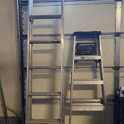 Lot of 2 ladders: 6' Keller Aluminum, 16' Davidson Extension