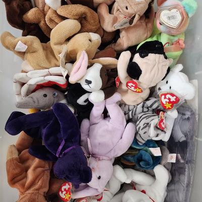 Mystery Box of Beanie Babies - at least 30. Several Bears