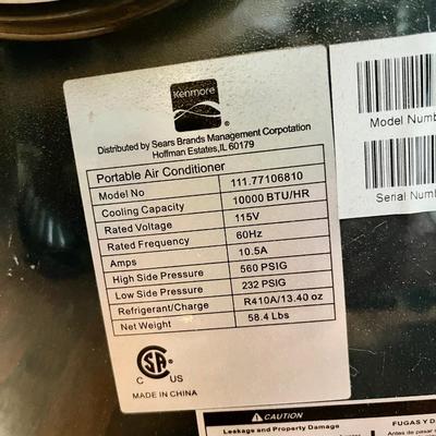 Lot 207 Kenmore Portable A/C Unit 10,000 BTUs