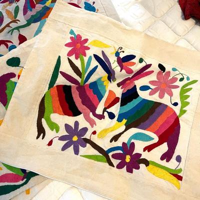 Lot 214 Pillow Shams Embroidered 4 Panels  Ethnic Design
