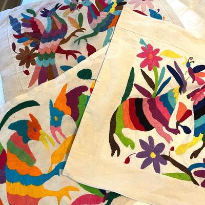 Lot 214 Pillow Shams Embroidered 4 Panels  Ethnic Design