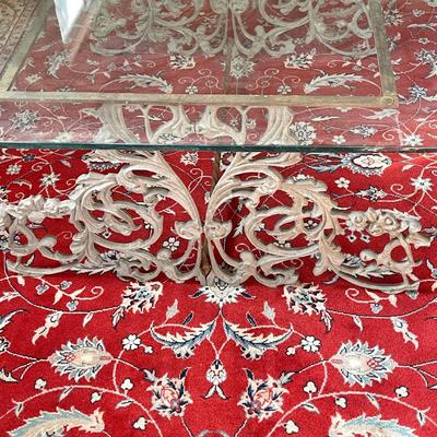 Lot 224 Outsider Art Coffee Table Salvaged Items Glass Top Metal Base