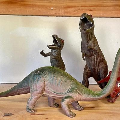 Lot 228 Vintage Hard Rubber Dinosaurs 6pcs T-Rex 10" tall