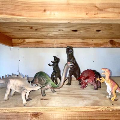 Lot 228 Vintage Hard Rubber Dinosaurs 6pcs T-Rex 10" tall