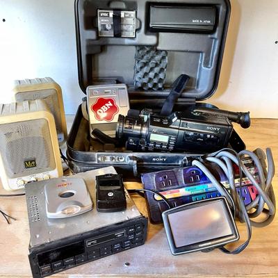 Lot 230 Group Vintage Electronics Sony Camcorder Speakers Cassette Player + More