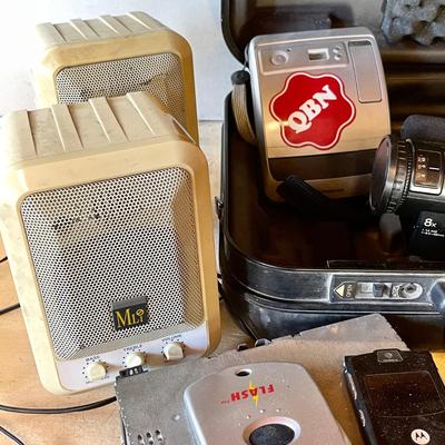 Lot 230 Group Vintage Electronics Sony Camcorder Speakers Cassette Player + More