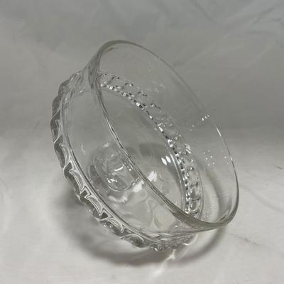 -18- Large Clear Clear Glass | Etched Covered Butter Dish