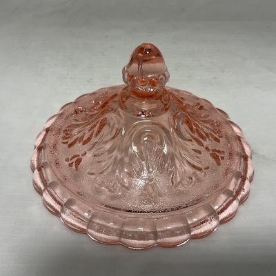 -20- Pink Depression Covered Compote