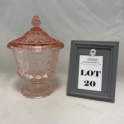 -20- Pink Depression Covered Compote