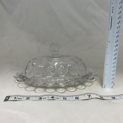 -21- Clear Glass| LE Smith Moon and Stars | Covered Butter Dish | Creamer and Sugar