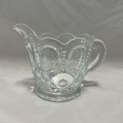 -21- Clear Glass| LE Smith Moon and Stars | Covered Butter Dish | Creamer and Sugar
