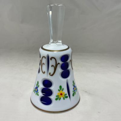 -30- Cobalt and Hand Painted | Cut Glass Bell