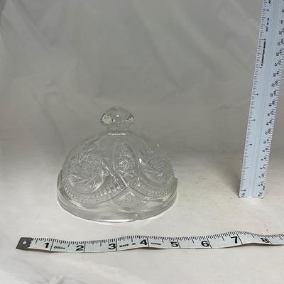 -35- Clear Cut Glass | Covered Butter Dish