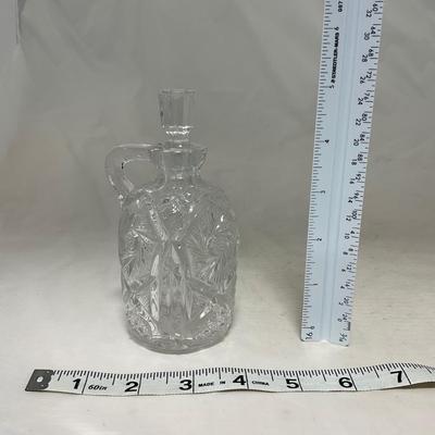 -36- Large Clear Cut Glass Set | Cruet | Sugar & Creamer | Lidded Jar | Covered Butter Dish