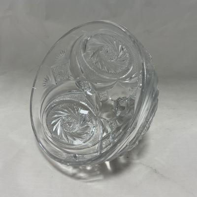 -36- Large Clear Cut Glass Set | Cruet | Sugar & Creamer | Lidded Jar | Covered Butter Dish